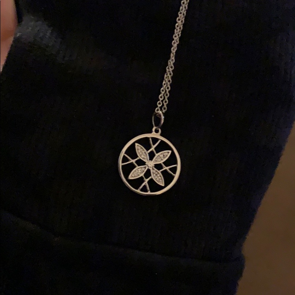 Sterling Silver Flower Pendant Necklace